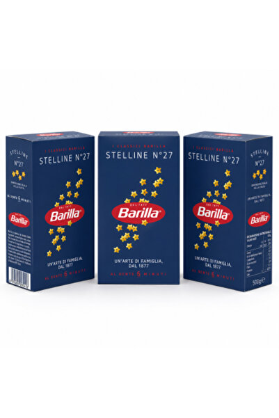 Barilla Set 3 x Stelline Pasta Nr. 27, 500 g, paste de grâu dur pentru supe ș...