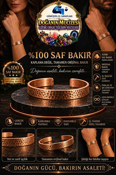 GÜMÜŞTEL EL SANATLARI Original Copper Bracelet 100% Copper