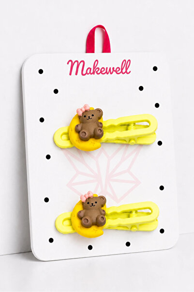MakeWell Girl's Colorful Figured Snap Buckle Set of 2 – Cute Bear, Ice Cream,...