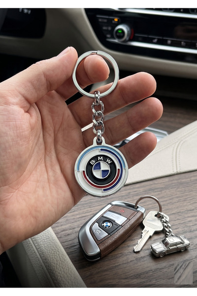 BsElektronik Breloc metalic cu logo BMW, design rotund, 50 de ani, design ele...