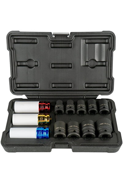 JBM SET OF 12 1/2" HEXAGON IMPACT SOCKETS SPECIAL FOR WHEEL EXTRACTION, tubul...