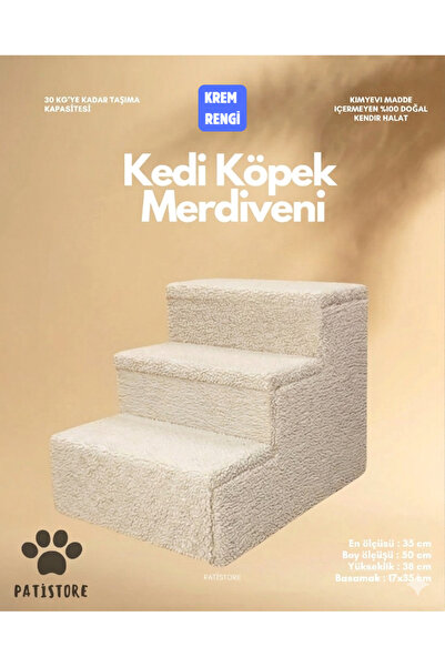 PATİSTORE KREM Kedi Köpek Basamağı - Eklem Dostu Yatak Koltuk Çıkma Merdiveni...