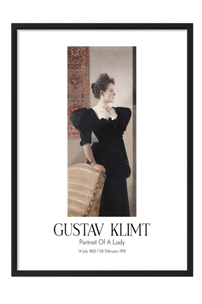 Postifull Gustav Klimt - Portret dame, slika u crnom okviru, umetnička serija...
