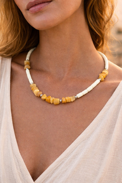 magıcgrange Citrine Stone Necklace for Women – Natural Stone Minimal Boho Nec...