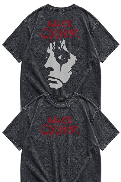 Fuddy Moda Unisex μπλουζάκι με στάμπα Alice Cooper στην πλάτη, που πλένεται, ...