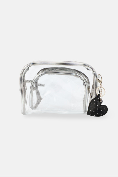 ISAAC MIZRAHI 2 Pieces Travel Pouch Set With Keychain, Transparent