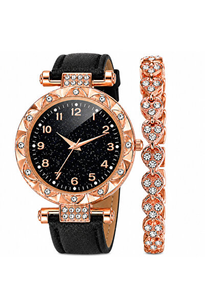 SOKI Elegant Women's Top Bottom Set – Rose Gold Watch and Bracelet with Premi...