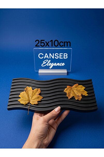 CANSEB Elegance 25X10 cm Black Wavy Tray Decorative Presentation Plate