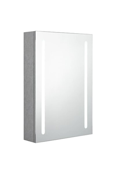 vidaxl Bathroom cabinet with mirror and LED, concrete gray, 50x13x70 cm