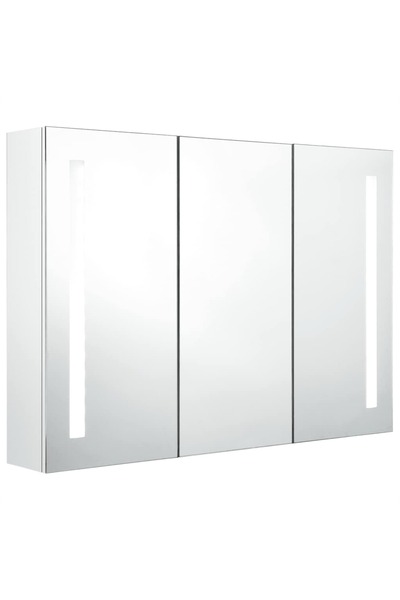 vidaxl Dulap de baie cu oglindă și LED, alb strălucitor, 89x14x62 cm