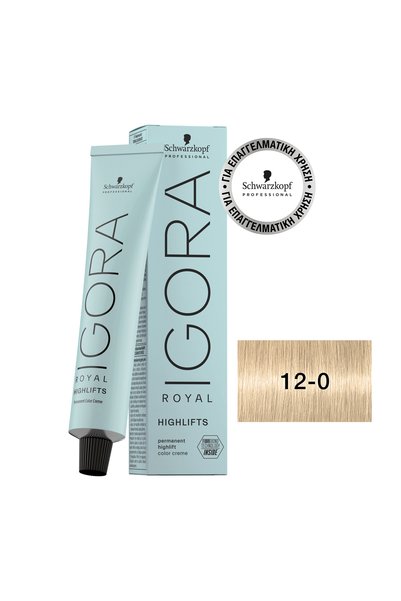 Schwarzkopf Igora Royal Highlifts Βαφή Μαλλιών 12-0 Ξανθό 60 ml