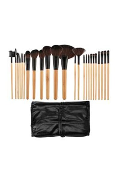 MIMO Set of 24 Black Makeup Brushes with Wooden Handle - Makeup Brush Wooden&...