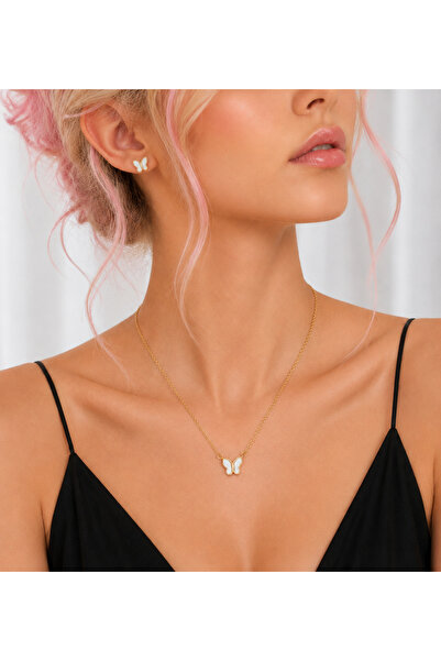 OEM Butterfly necklace and earrings Top Bottom Set , 18K gold plated