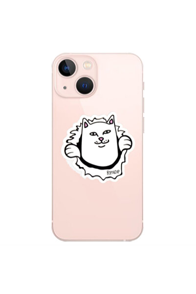 OEM Apple iPhone 13 Mini White cat Transparent Silicone TPU Θήκη