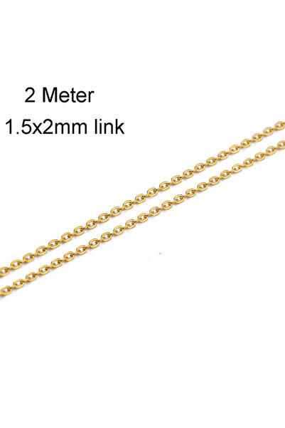 choice2 Gold 1.5x2mm 2 Meters Stainless Steel Chain 1 1.5 2mm Gold&Steel Colo...
