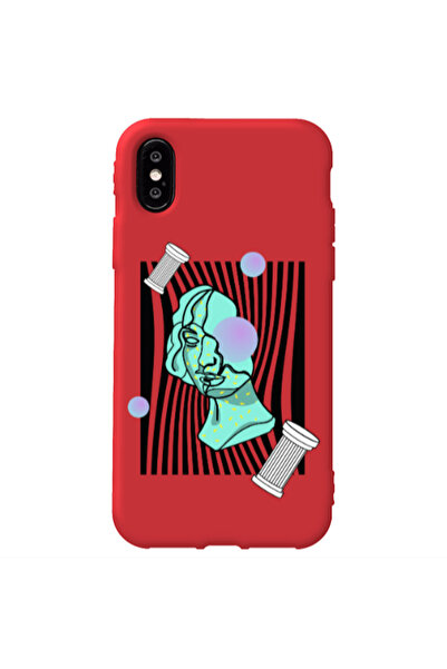 Other Apple iPhone X Columns Red Colored Silicone TPU Θήκη