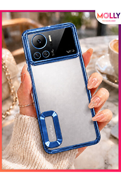 Molly İNFİNİX NOTE 12 VIP İçin Kenarları Metalik Sierra Blue Lens Koruyuculu ...