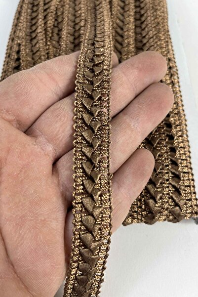 Hobigram Kahverengi Braivora Zigzag Örgü Şerit 2 Cm – Premium Dokuma Dekorati...