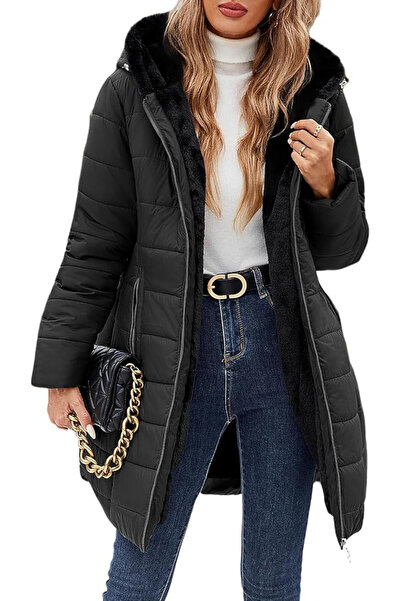 OEM Black winter fur-lined jacket for women, 2XL
