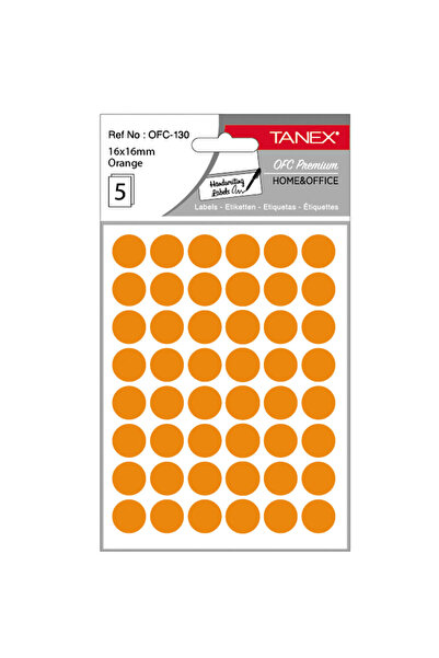 Tanex ROUND LABELS 16MM ORANGE 240/ROLL