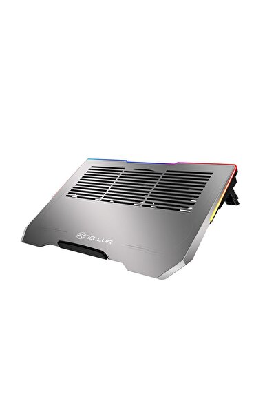 TELLUR Cooler pentru laptop, 17 inch, 3 ventilatoare, LED RGB, USB, USB-C, al...