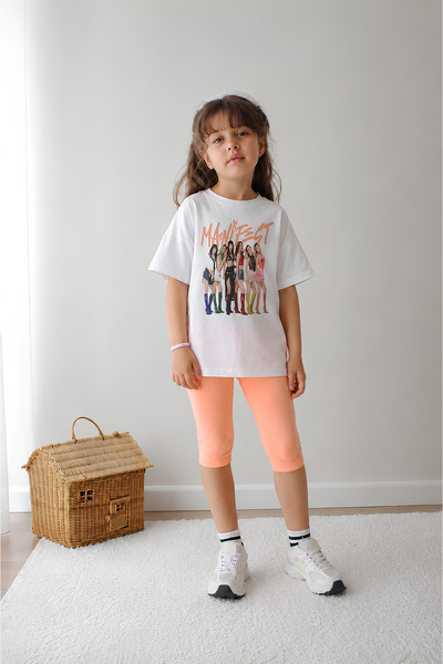 Belya Kids Wear Set de pantaloni scurți pentru fete, din bumbac, cu croială o...