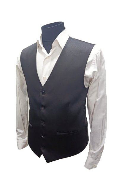 MENTOR REGALO Men's V-Neck Vest Black Matte Satin 54219