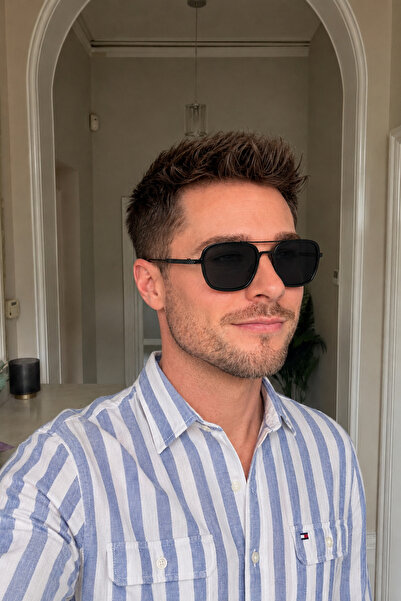CLAREX Sez Men's Modern Sunglasses Black Rectangular Frame