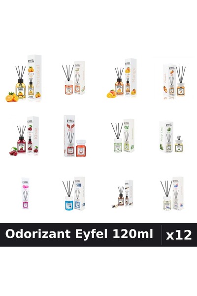 Eyfel Set 12 Odorizante Camera cu Betisoare - 12 Arome Asortate, 120ml