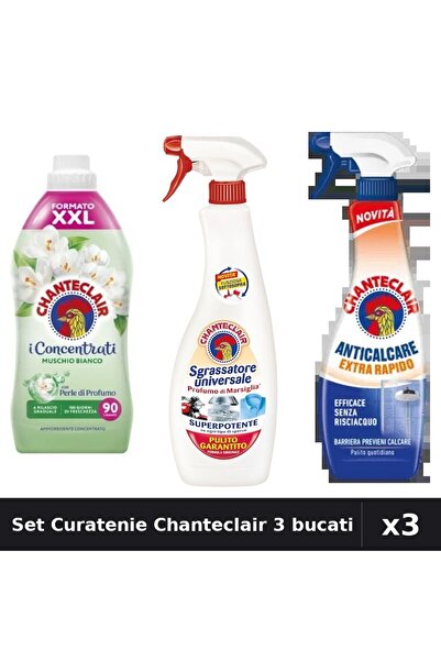 Chanteclair Set 3 Curatenie - Balsam 1800ml, Degresant 600ml, Anticalcar 625ml