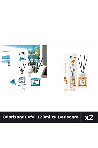 Eyfel Set 2 Odorizant Camera cu Betisoare - Ocean, Piersica 120ml