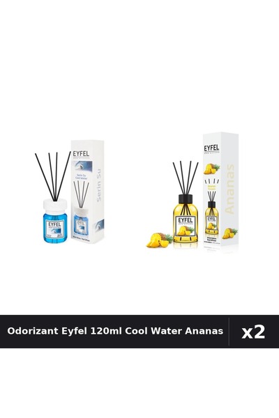Eyfel Set 2 Odorizante Camera cu Betisoare 120ml - Cool Water, Ananas - Parfu...