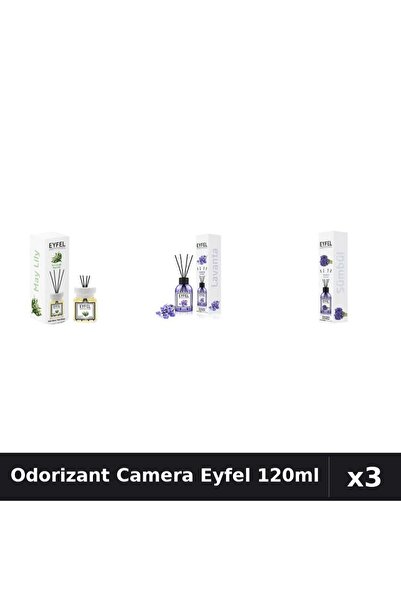 Eyfel Set 3 Odorizant Camera cu Betisoare - Lacramioare, Lavanda, Zambile 120ml