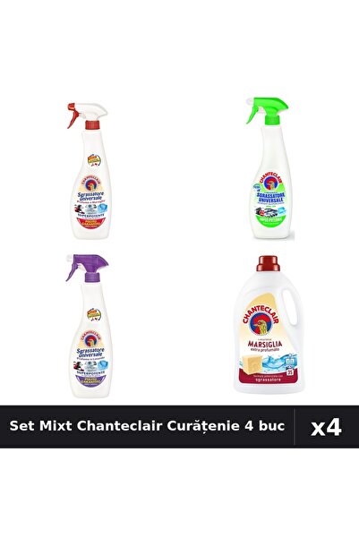 Chanteclair Set 4 Degresant și Detergent 600ml-1575ml - Marsilia, Lămâie, Mos...