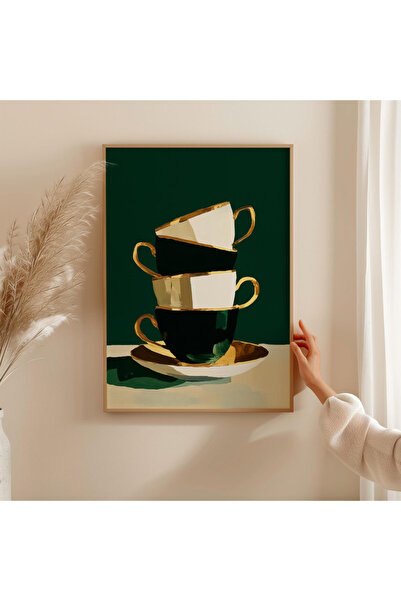 Tuba Decor Tablou înrămat din lemn dintr-o singură bucată, cupă verde smarald