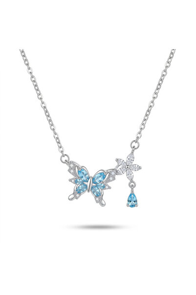 h&b design jewel Blue Butterfly Necklace