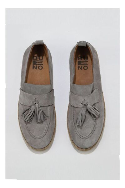 BUENO Shoes Gri Açık Süet Erkek Espadril Ayakkabı 01ms12702
