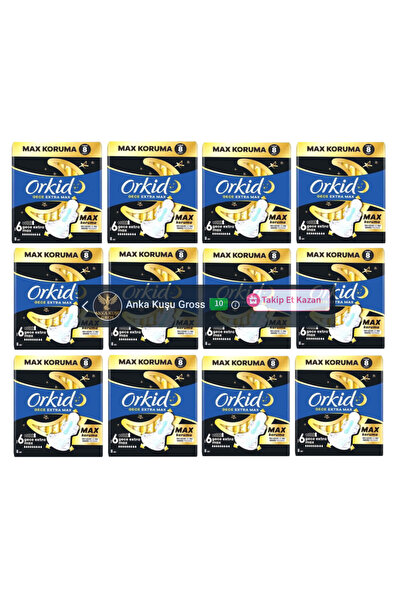 Orkid Ultra Night Extra Max (الحجم 6) 8 × 12 = 96 قطعة من الفوط الصحية