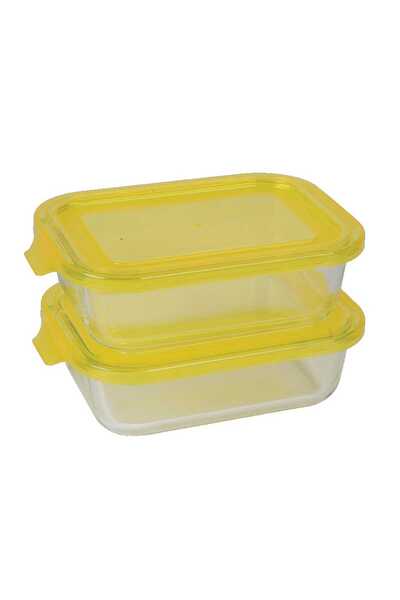 Chefline 2 pcs Borosilicate Rectangle Containers, 640 ml