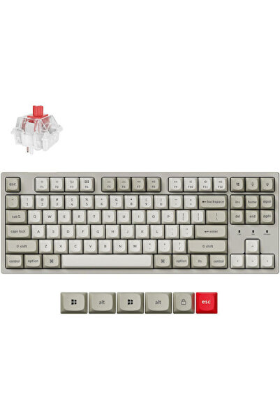 Keychron C1 Pro 8K Gaming Μηχανικό Πληκτρολόγιο με διακόπτες Super Red και φω...