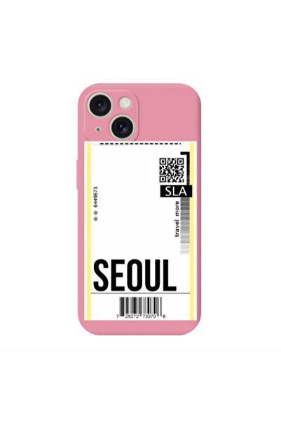 Other Apple iPhone 15 Plus Seoul Travel More Pink Colored Silicone TPU Θήκη