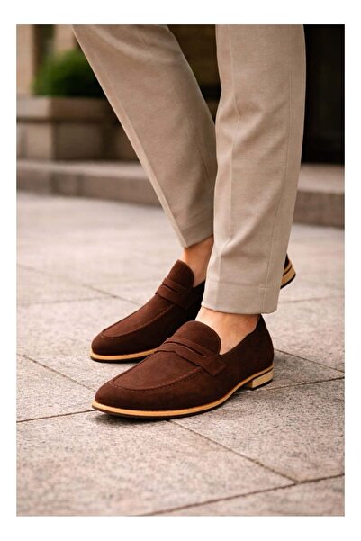 Generic Men’s Premium Brown Suede Penny Loafers – Genuine Calf Leather | Smar...