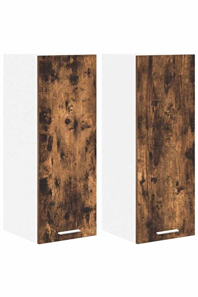 vidaxl Riga wall cabinet 2 pcs Smoked oak and white 30 x 31 x 80 cm