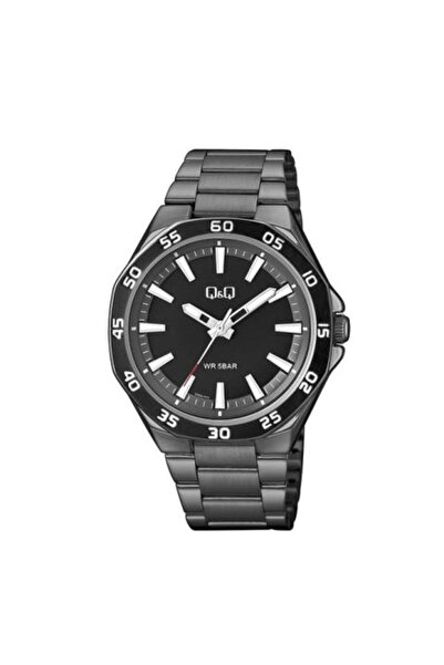 Q&Q Ρολόι Ανδρικό Black Stainless Steel 42mm QZ82J412Y