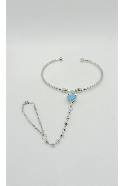 ndjewelry سوار شاهميران على شكل قلب باللون الأزرق الفضي