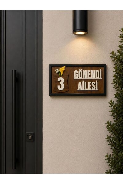 ArliaDesign Kişiye Özel Ahşap Kapı İsimliği / 13 X 25 CM 6 MM KALİTELİ MDF