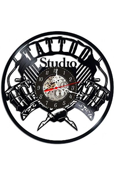 OEM Decorative wall clock Tattoo Studio, made from upcycled vinyl record, Tat...