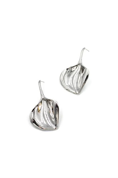 Marsilyan Nvdn- Ieg - Metal Leaf Earrings - Silver Iegrs-Nvdn1