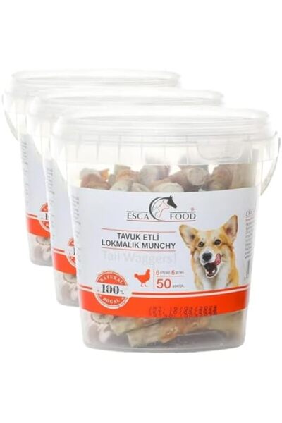 Yıldızan Terra Organic Esca Chicken Snack Munchy 6 Centimeter 50-Pack Dog Tre...