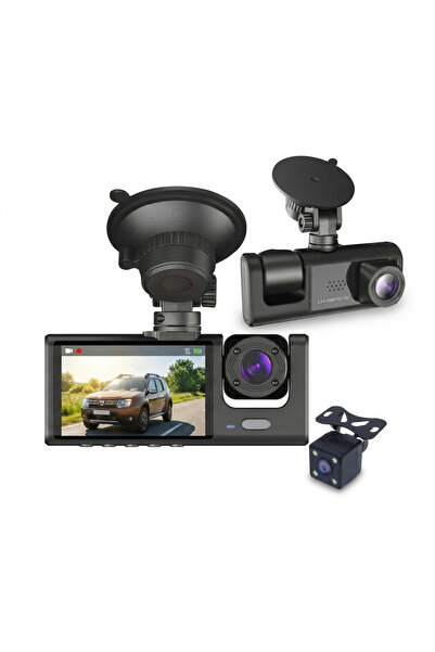 OEM Camera Auto Tripla Dash Cam, Full HD 1080P, 3 Canale Inregistrare Simulta...